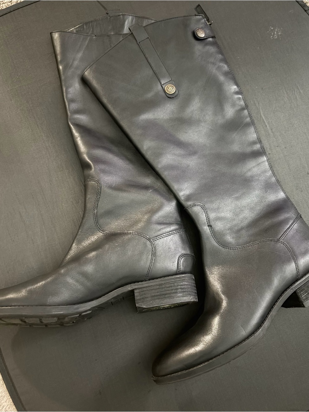 Sam Edelman Penny 2 Black Leather Wide Calf Athletic Fit Riding Boots Size 9M